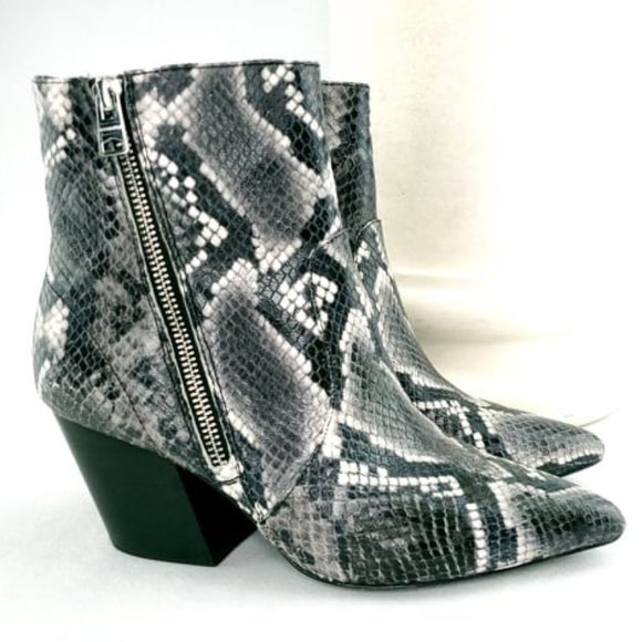 All Saints Shoes - ALLSAINTS Women's 'Aster' LEATHER, Snakeskin Boot: Black/White